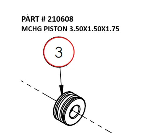 [1050 XR - 210608] Serco 1050XR & 8500 Machined Piston, 3.5" x 1.5" x 1.75" (Part 210608)
