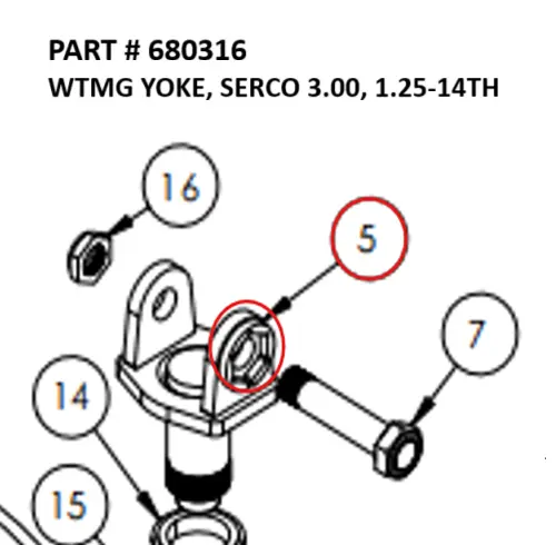 [1050 XR - 680316] Serco 1050XR & Grapple Machined Yoke Weldment, 3", 1-1/4"-14 (Part 680316)