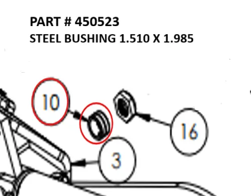 [1050 XR - 450523] Serco 1050XR & Grapple Steel Bushing, 1.51" x 1.985" (Part 450523)