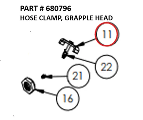 [1050 XR - 680796] Serco 1050XR & Grapple Grapple Head Hose Clamp (Part 680796)