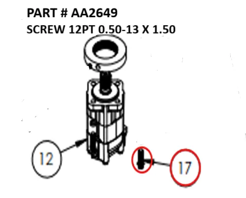 [1050 XR - AA2649] Screw 12-Point 1/2"-13 x 1-1/2" for Serco 1050XR, 8500 & Grapple (Part AA2649)