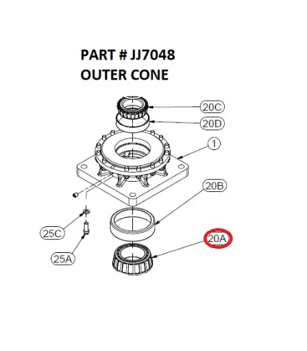 [1050 XR - JJ7048] Serco 1050XR Gearbox Outer Bearing Cone (Part JJ7048)
