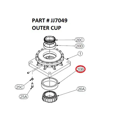 [1050 XR - JJ7049] Serco 1050XR Gearbox Outer Bearing Cup (Part JJ7049)