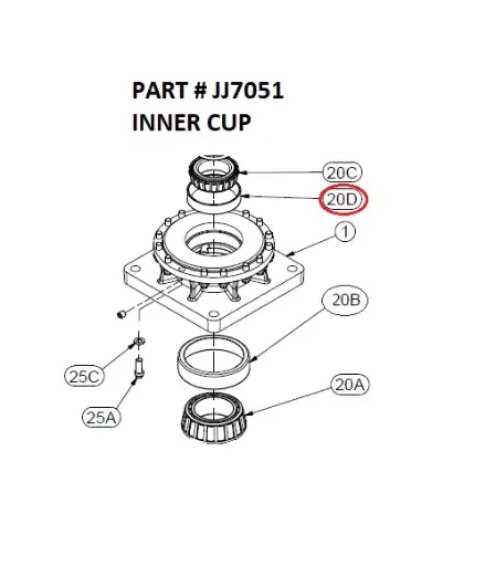 [1050 XR - JJ7051] Serco 1050XR Gearbox Inner Bearing Cup (Part JJ7051)