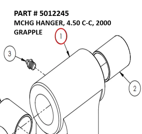 [1050 XR - 5012245] Serco 1050XR Machined Grapple Hanger, 4.50" C-C, 2000 Grapple (Part 5012245)