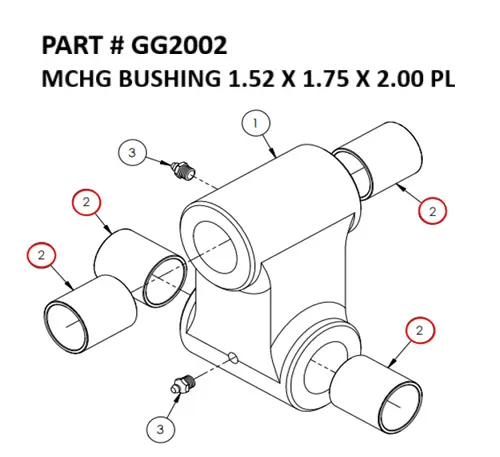[1050 XR - GG2002] Serco 1050XR & 8500 Machined Bushing, 1.52" x 1.75" x 2" Pl (Part GG2002)
