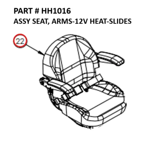 [1050 XR - HH1016] Serco 1050XR Operator Seat Assembly with Arms, 12V Heat and Slides (Part HH1016)