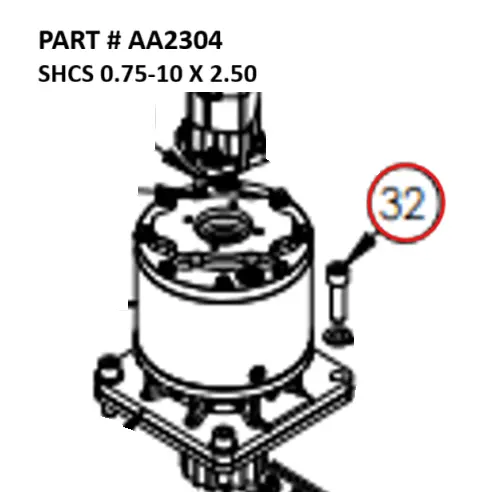 [1050 XR - AA2304] Socket Head Cap Screw 3/4"-10 x 2.5" for Serco 1050XR & 8500 (Part AA2304)