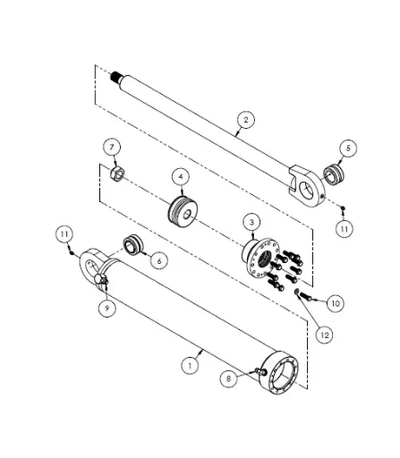 [1050XR - 5018037] ASSY 8500 JIB CYL., 5.00 X 35.50 X 2.75 5 5018037