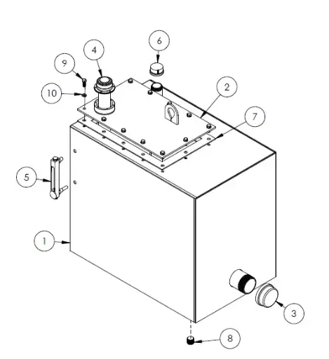 [1050XR - 5018598] Serco 1050XR Stainless Steel Hydraulic Tank Assembly, 50 Gallon MWT (Part 5018598)