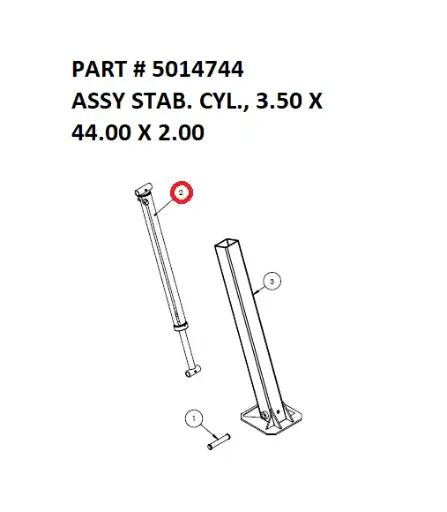 [8500 - 5014744] Serco 8500 Stabilizer Cylinder Assembly, 3.50" x 44" x 2" (Part 5014744)