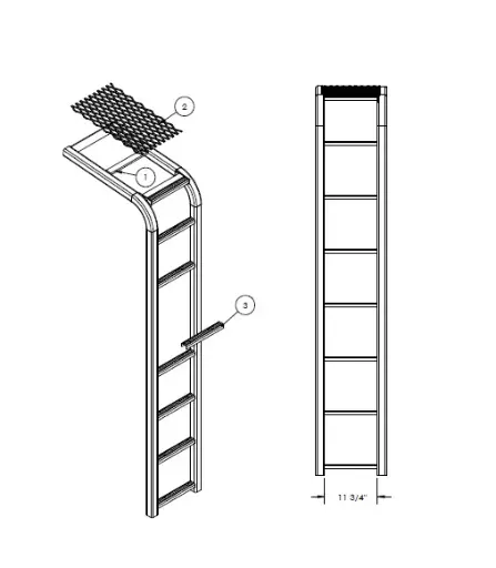[8500 - 5005408] Serco 12" Ladder Weldment, Square Tube with Tread Grip, 80/85 (Part 5005408)