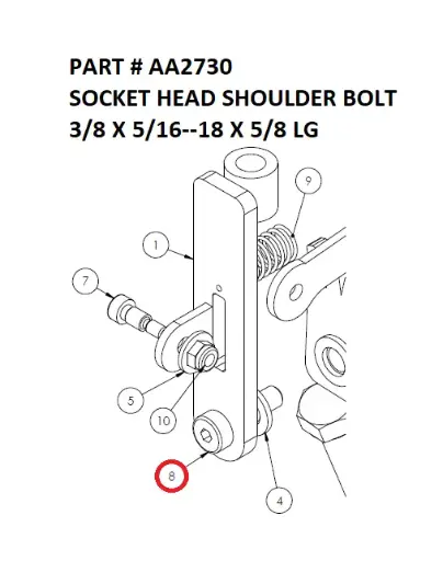 [8500 - AA2730] Socket Head Shoulder Bolt 3/8 x 5/16-18 x 5/8 Long for Serco 8500 (Part AA2730)