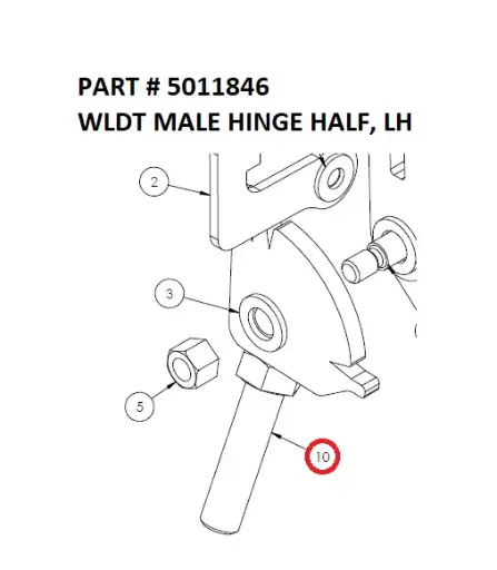 [8500 - 5011846] Serco 8500 Male Hinge Half Weldment, Left-Hand (Part 5011846)
