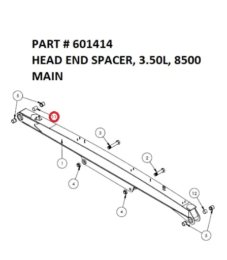 [8500 - 601414] Serco Head End Spacer, 3.50L, 8500 Main (Part 601414)