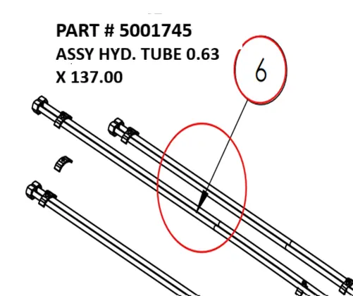 [1050 XR - 5001745] Serco 1050XR & 8500 Hydraulic Tube Assembly, 0.63" x 137" (Part 5001745)