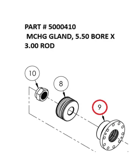 [8500 - 5000410] Serco 8500 Machined Gland, 5.50 Bore x 3.00 Rod (Part 5000410)