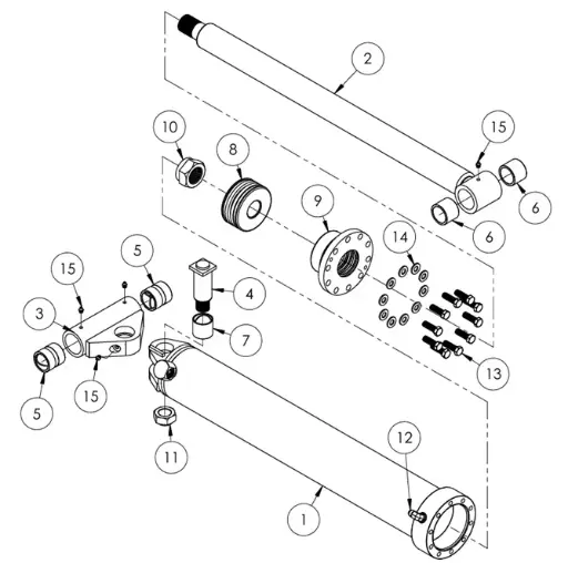 [8500 - 5004422] Serco 80/85 Main Lift Cylinder Assembly, 5.50" x 36" (Part 5004422)