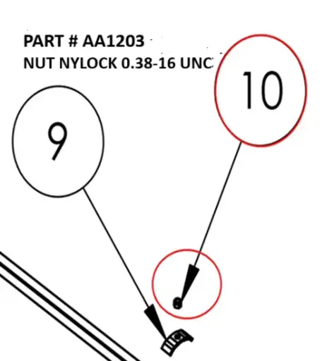 [1050 XR - AA1203] Nylock Nut 3/8"-16 UNC for Serco 1050XR & 8500 (Part AA1203)