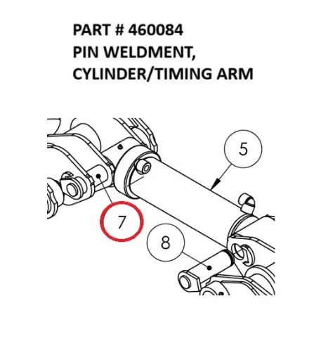 [8500 - 460084] Serco 8500 Pin Weldment, Cylinder/Timing Arm (Part 460084)