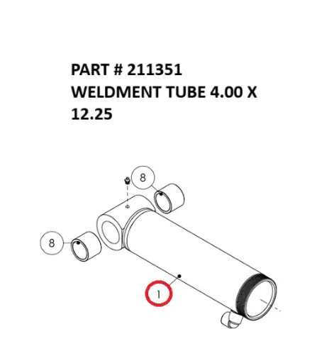 [8500 - 211351] Serco 8500 Tube Weldment, 4" x 12.25" (Part 211351)