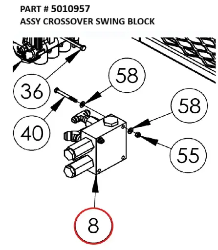 [1050 XR - 5010957] Serco 1050XR & 8500 Crossover Swing Block Assembly (Part 5010957)