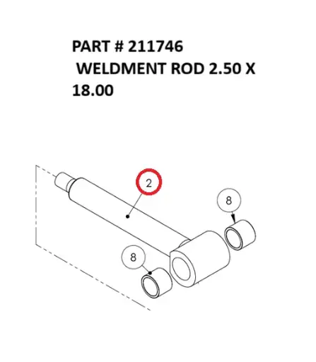 [8500 - 211746] Serco 8500 Rod Weldment, 2.5" x 18" (Part 211746)
