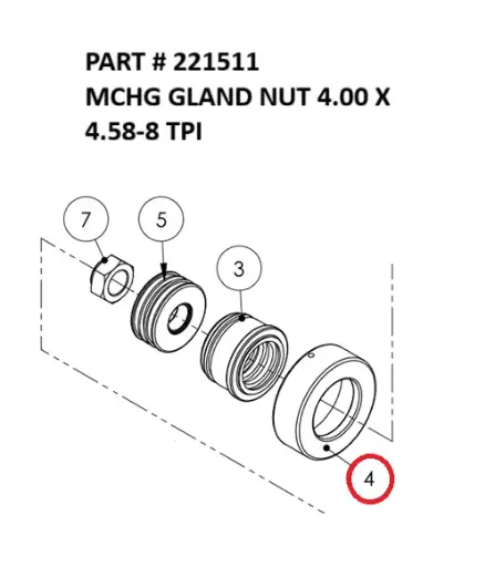 [8500 - 221511] Serco 8500 Machined Gland Nut 4.00 x 4.58"-8 TPI (Part 221511)