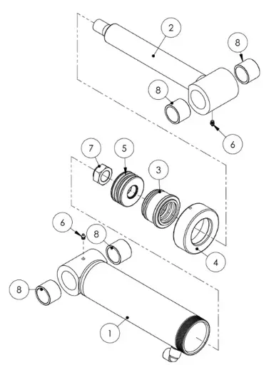 [8500 - 021302] ASSY SERCO CYLINDER, 4.00 X 12.25 021302
