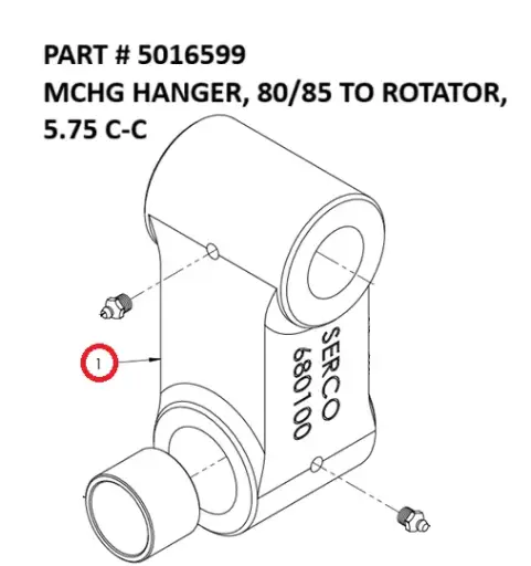 [8500 - 5016599] Serco Machined Rotator Hanger, 80/85, 5.75" C-C (Part 5016599)