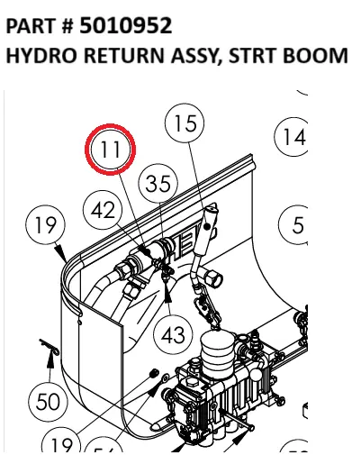 [1050 XR - 5010952] Serco 1050XR & 8500 Hydrocontrol Return Assembly Straight Boom (Part 5010952)
