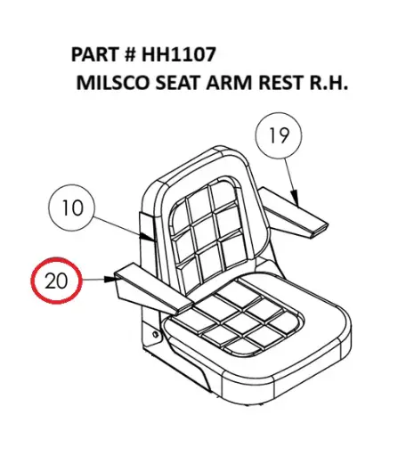 [8500 - HH1107] Serco 8500 Milsco Seat Armrest, Right-Hand (Part HH1107)
