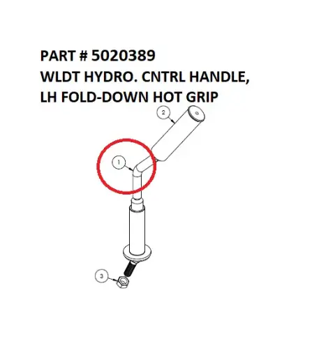 [1050 XR - 5020389] Serco 1050XR Hydrocontrol Handle Weldment, Left-Hand Fold-Down Hot Grip (Part 5020389)