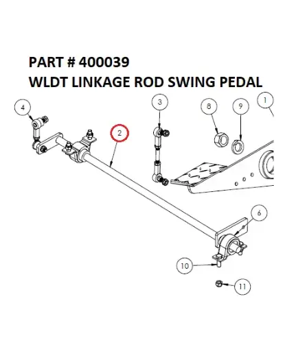 [1050 XR - 400039] Serco 1050XR Linkage Rod Swing Pedal Weldment (Part 400039)